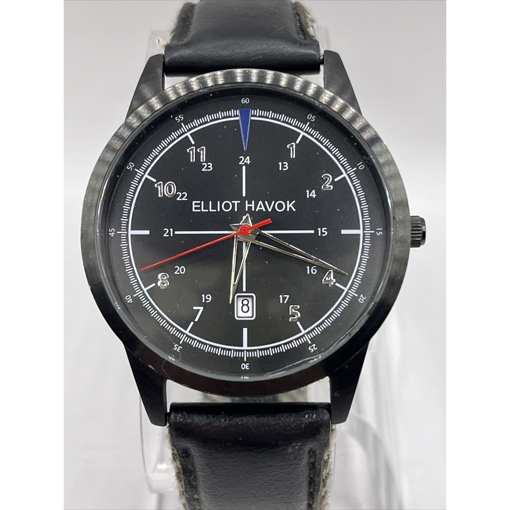 Elliot Havok Timepiece Midnight Men's Quartz Watch Genuine Leather- New Battery